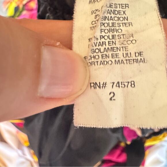 Cache Vintage Y2K Halter Maxi Dress Womens 2 Silk Pleated Mixed Print Rivera - Picture 11 of 13